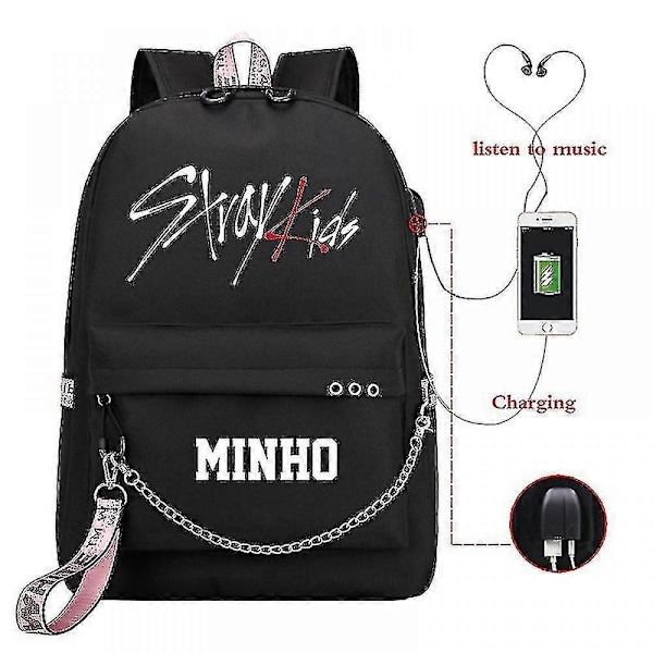 Stray Kids USB-reppu, korealainen tyyli, Felix-kirjalaukku, takaisin kouluun, pojat, tytöt, fanilahjakassi, Mochila 22