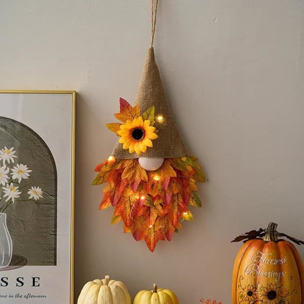 Høstkrans til inngangsdøren for innhøsting, Thanksgiving, Halloween og hybeldekorasjon