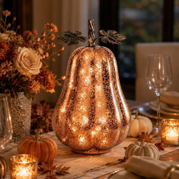 Pumpkinallykta i glas för Halloween, LED-ljus, 6-timmars timer, målat glas, heminredning Silver 16.5x14cm