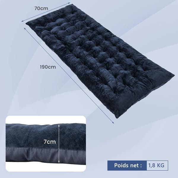 GOPLUS Vadderad Campingsängmadrass med Sammetsskydd, 190 x 70 cm Sovdyna