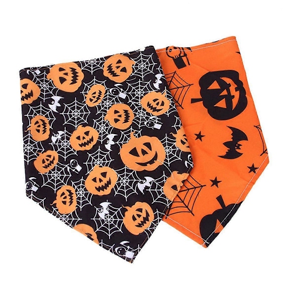 Halloween-koiran bandana-setti, 2 kpl, kurpitsa- ja hämähäkinseitikkiliinat, kolmiomainen kääntyvä lemmikkiliina