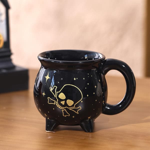 Halloween kaffemugg, rolig keramisk tekopp, svart, 13x9,5cm