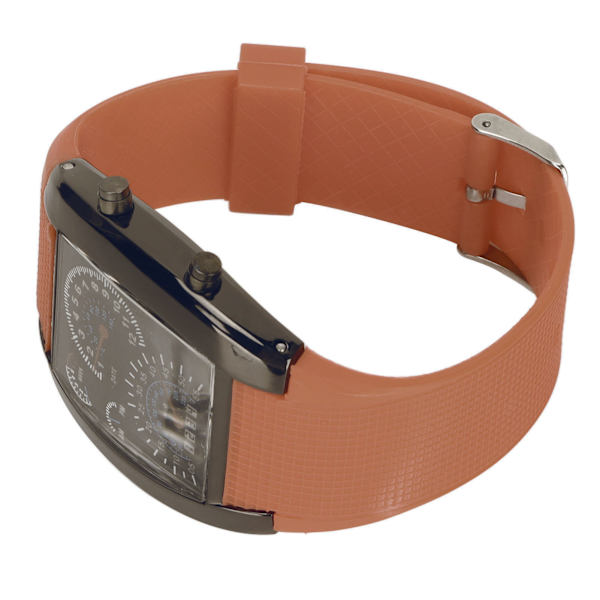 LED Elektronisk Ur Klassisk Digitalur Justerbart Racing Dashboard Armbåndsur Kaffefarvet Rem