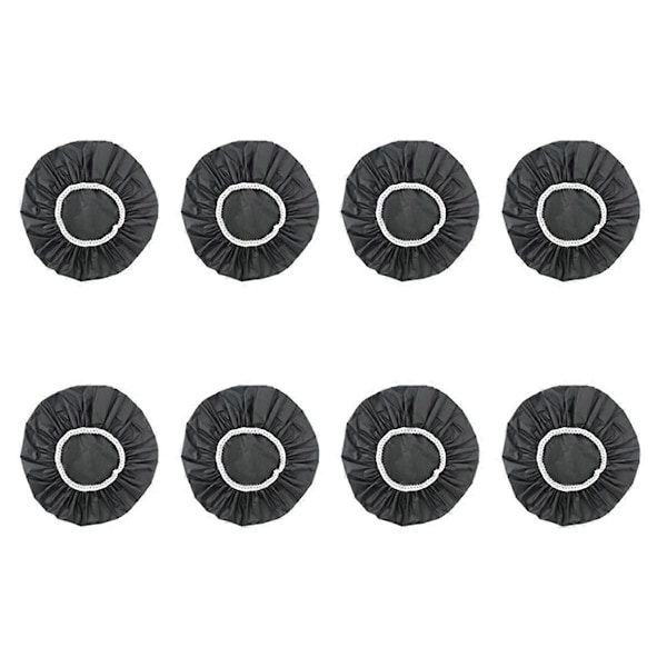 8 stk. Vanntett dusjhette for husholdningsbruk, badehette, elastisk dusjhette for hotell (svart) Black