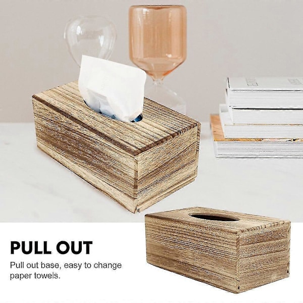 1 st Enkel Skrivbords Tissue Box Dekorativ Tissue Box Naturlig Trä Tissue Box