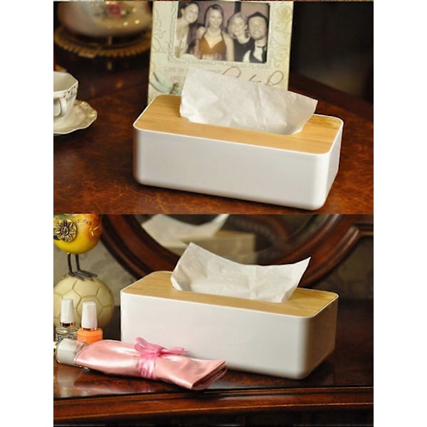 Trä Tissue Box, Tissue Dispenser 21x13x10cm, Praktisk Tissue Box, Rektangulär Box för Standard Tissues