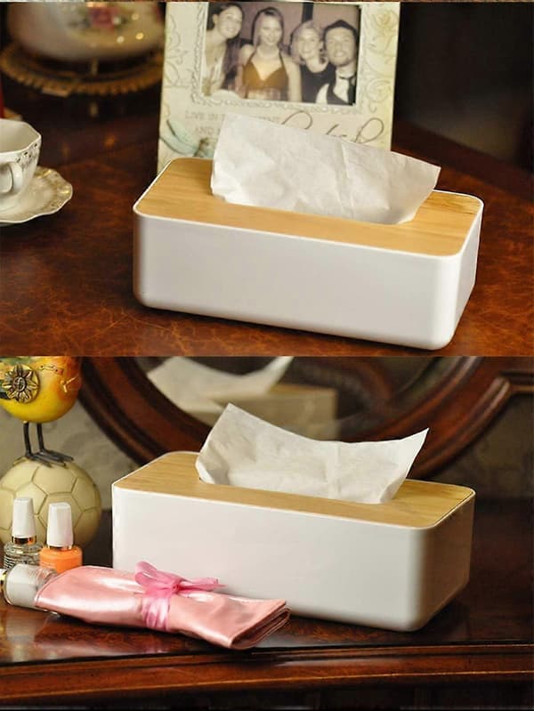 Træservietboks, Servietdispenser 21x13x10cm, Praktisk Servietboks, Rektangulær Boks til Standard Servietter