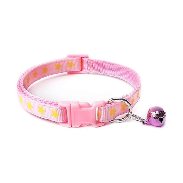Halsband för husdjur, hundvalp med stjärntryck, justerbart spänne med bjällra, katthalsband Purple