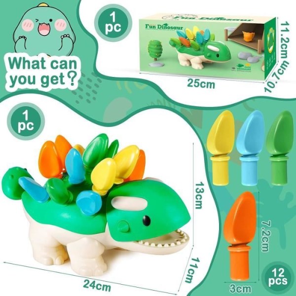 Dinosaurie sortering Montessori leksak, Montessori sensorisk leksak Finmotorik Baby utbildningsaktiviteter för 1 2 3 år gammal