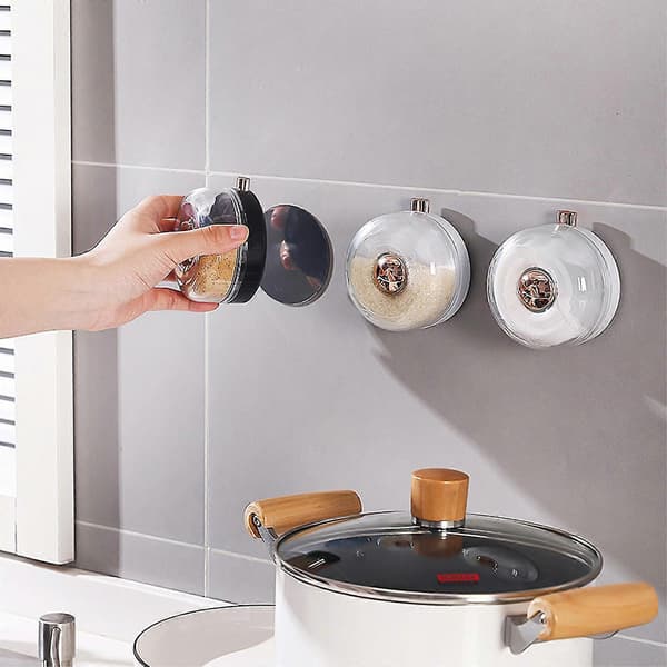 Krydderiboks Plast Magnetisk Krydderiopbevaringstank til Køkken White 3pcs
