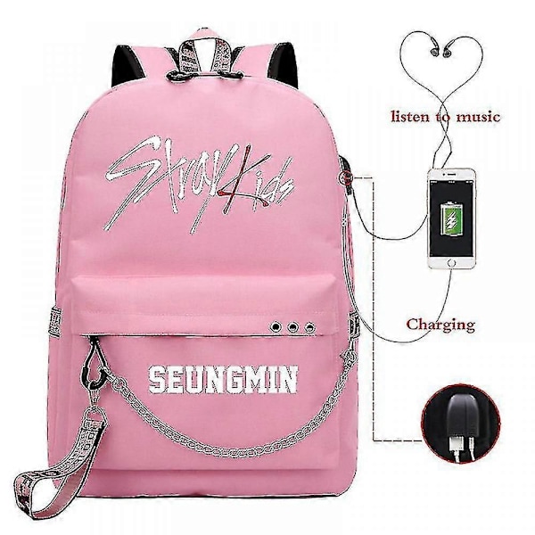 Stray Kids USB Ryggsäck Koreansk Stil Felix Bokväska Tillbaka Till Skolan Pojkar Flickor Fans Presentväska Mochila 27