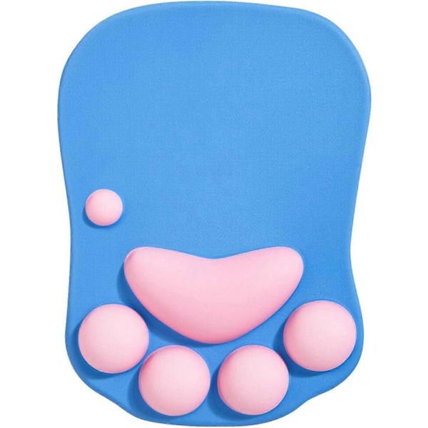 Musematte Kattepote Ergonomisk Musematte med Håndleddsstøtte Silikon Musematte Søt Musematte Kawaii Musematte for Hjem/Kontor Musematte Blå og Rosa