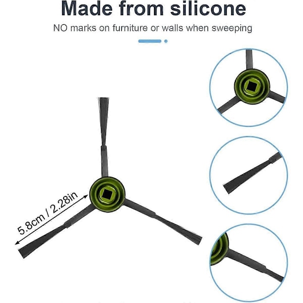 Sidebørster for Deebot T8/T9/N8/X1 Omni/X1 Turbo/T10 Omni/T10 Turbo/T20 Omni/T9+/N8+/N8 Pro/N8 Plus As Shown