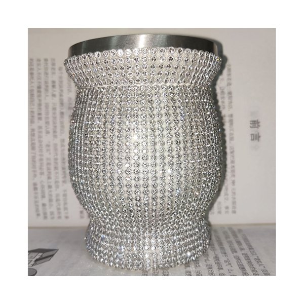 300 ml Skinnende Praktisk Rhinestone Vandflaske 304 Rustfrit Stål Fantastisk Mode Rhinestone Vandkande til Udendørs Brug - Sølv