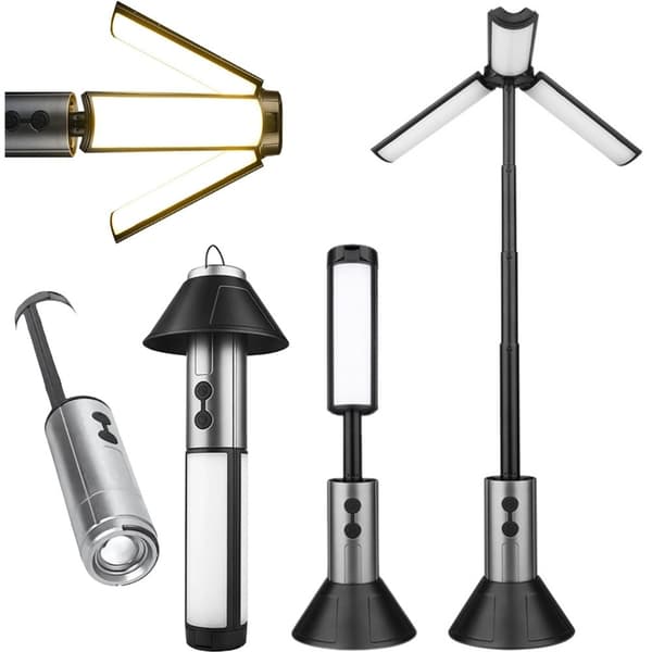 LED Campinglykt, Teleskopisk, 3000mAh, USB-C Oppladbar, 3 Lysmoduser, 25-52cm
