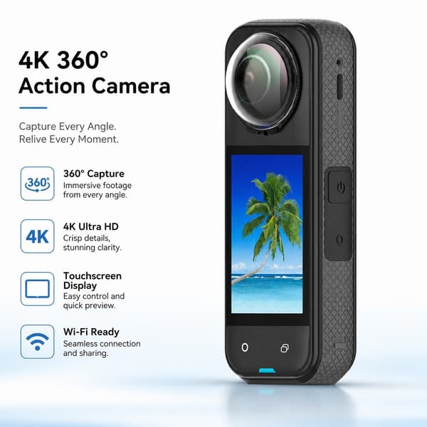 Insta360 X5 Linsebeskytter, Optisk Glas Skjold, Ridsefast, Sort Black