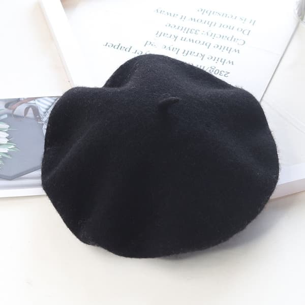 Kashmir Baret Hat, Sort, Blød Varm Klassisk Stil, 56-58cm Black