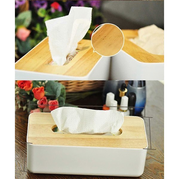 Kosmetisk servettbox av trä 26x13x11cm servettdispenser praktisk servettlåda rektangulär servettbox för standard