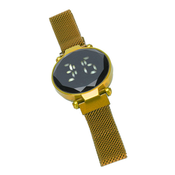 Kvinnor LED watch LED-pekskärm Stor skärm Hållbar legering Modedesign Digital LED- watch för flicka Kvinnor Vuxen Guld