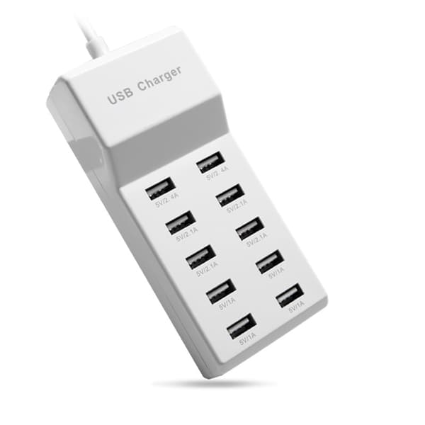 10-ports USB-lader, amerikansk plugg Ceramic White US Plug