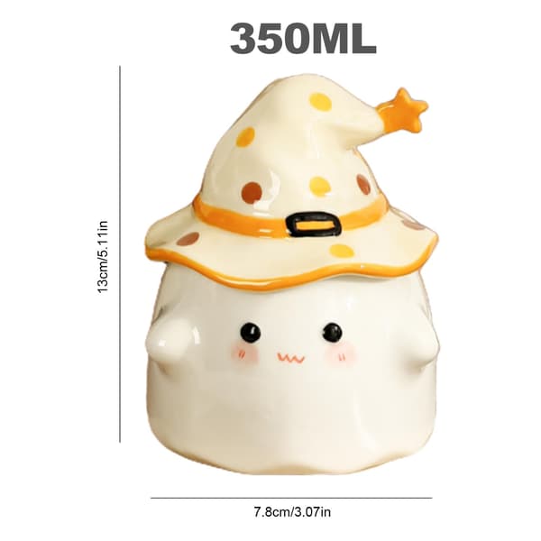 Keramisk Spökmugg, Gul, 350 ml Kaffekopp, 13x7.8cm