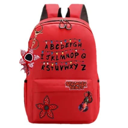 Stranger Things Rygsæk, Lærred Skoletaske til Studerende, Sort, 14\" Bærbar, Unisex 44x29x12cm-09