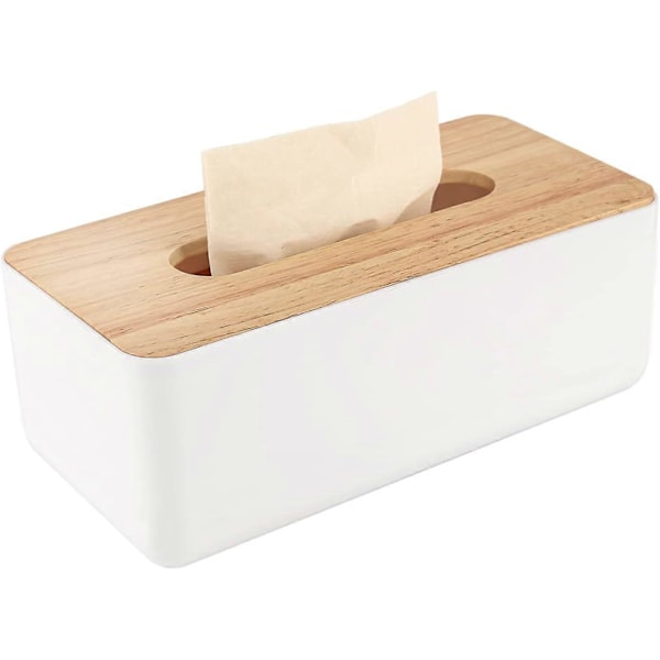 Trä Tissue Box, Tissue Dispenser 21x13x10cm, Praktisk Tissue Box, Rektangulär Box för Standard Tissues