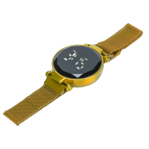 Kvinnor LED watch LED-pekskärm Stor skärm Hållbar legering Modedesign Digital LED- watch för flicka Kvinnor Vuxen Guld