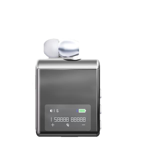 K89 Clip-On Infällbar LED-display Bluetooth-headset med lång batteritid - Dugt Silver K89