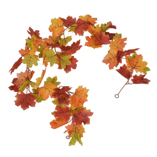 Kunstig lønnebladkrans, høstdekor til Thanksgiving Halloween, dobbel lønneranke, A01
