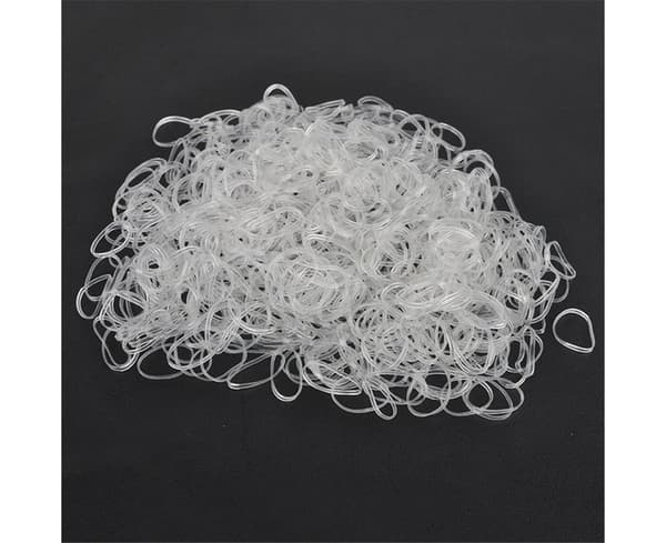 500 st engångs genomskinligt gummiband Elastiskt hår Ring Bind Tie Hästsvans Hållare-