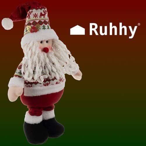 Rød Hvit Julenissefigur, Teleskopben, 95 cm, Polyester, Juledekorasjon