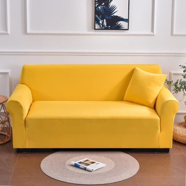 Stretch cover för soffa och sittande fåtölj Enfärgad för vardagsrum (190-140cm) 1st gul