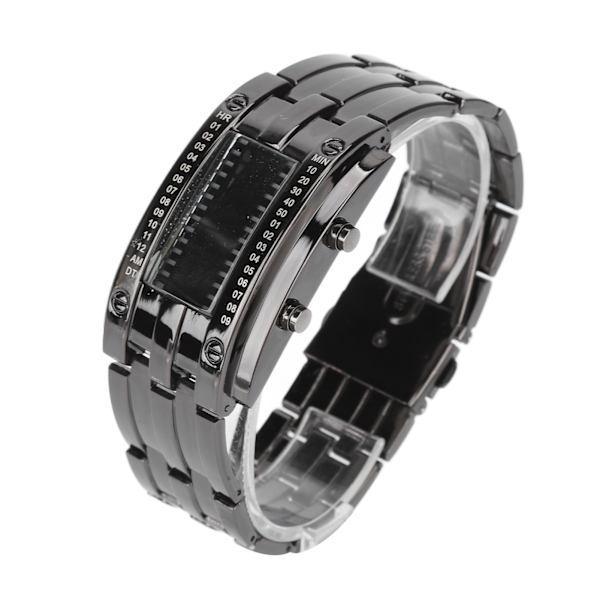 LED watch Unik binärt tidsläge Display Konvex bågstruktur Vattentät LED- watch Elektronisk watch Svart L