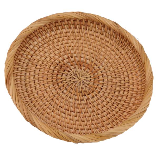 Rattan Fruktfat Håndvevd Elegant Tradisjonell Naturlig Rattan Serveringsbrett for Kjøkkenbenk Bord M