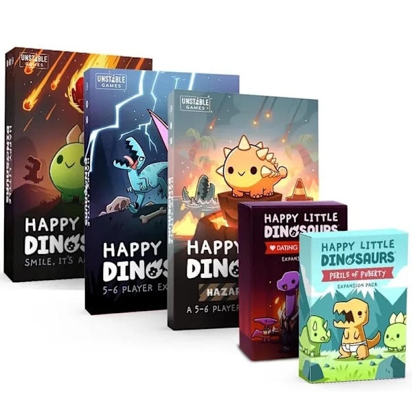 Happy Little Dinosaurs Grundspel Expansion Dating Disasters Hazards Ahead Perils Of Puberty Kortspel Och Födelsedagspresent - Svart Black