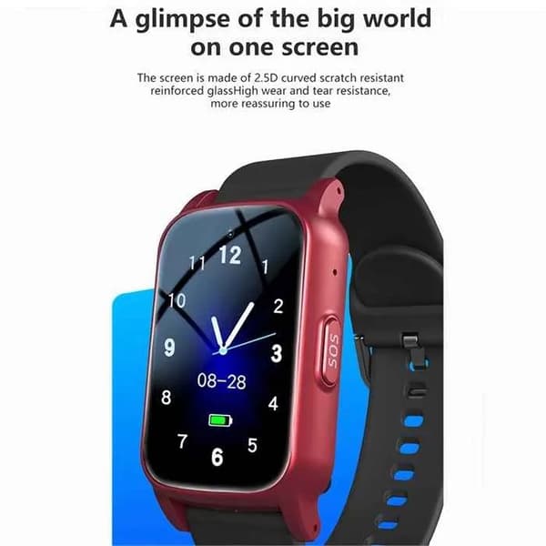 Seniori GPS-älykello, paikannin, SOS-puhelu, lapsiseuranta, punainen