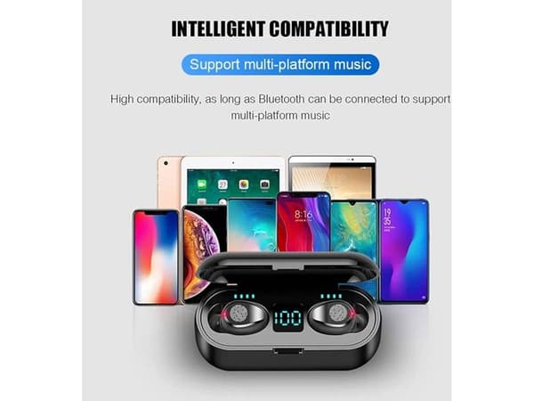 Bluetooth True trådløse øretelefoner, in-ear stil med mikrofon, støjreducerende, sort. black