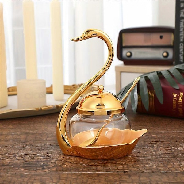 Maustepurkki, keittiön maustehylly, mausteastiat, söpö joutsenmaustepurkki, suola- ja pippuripurkki, pippuriastiat, mausteiden säilytys kannella, F Golden Glass