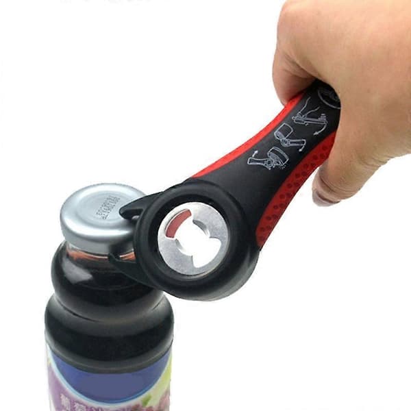 Multifunktionel 4-i-1 Flaskeåbner Husholdningsbesparende Kraftåbner Not Specified Style 1 (Black Red)