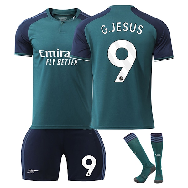 2324Arsenal andra borta fotbollströja set Jesus tröja+strumpa S(165-170cm)