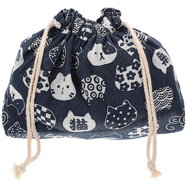Lunsjpose med snøring, bærbar lunsjpose, gjenbrukbar Bento-boks pose, matboks pose 27X19CM
