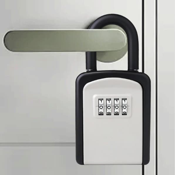 Nyckellåda, grå, 4-siffrig kombination, väderbeständig, väggmonterad, aluminium