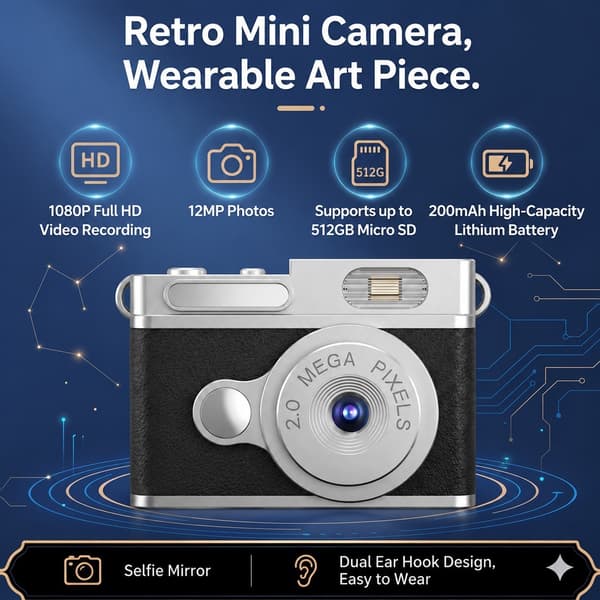 Retro Mini Digitalkamera för Studenter, HD-fotografering med Blixt, Selfie Vlog-present brown S12(0.96inch screen/fill light)