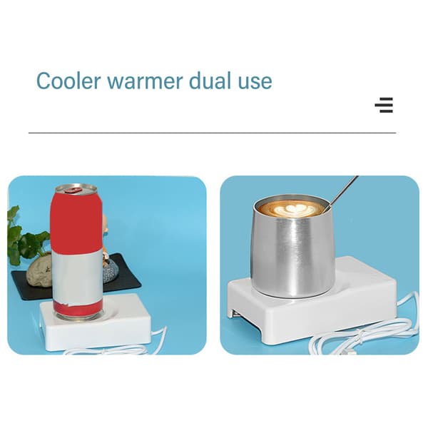 USB Drikkevarevarmer/Køler, Dobbelt Anvendelse 10-45°C, Kompakt Krusvarmer til Hjem, Bil, Kontor