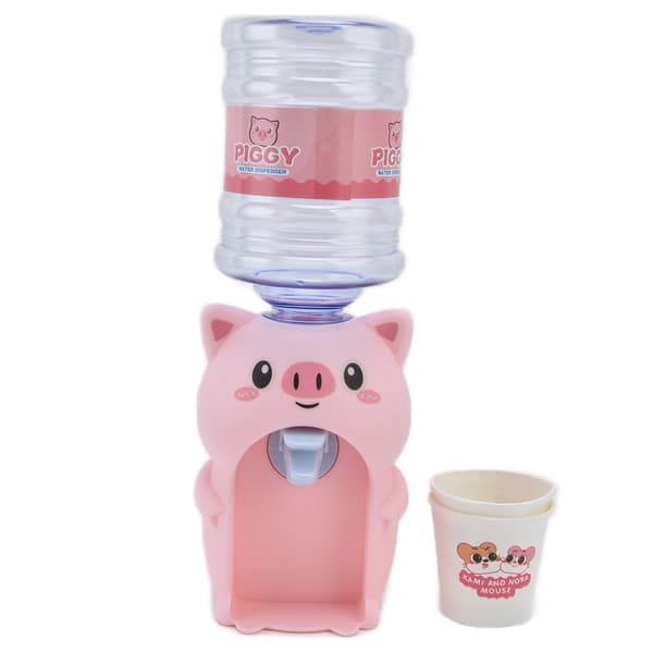 Mini simulerad vattendispenserleksak, rosa gris, söt dryckesdispenser för barnens dockskåp