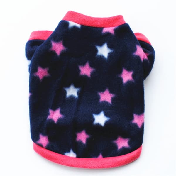 Hundfleecejacka Varm Vinterpäls för husdjur, Valptröja, XS S M L, Teddy Blue L Star Print