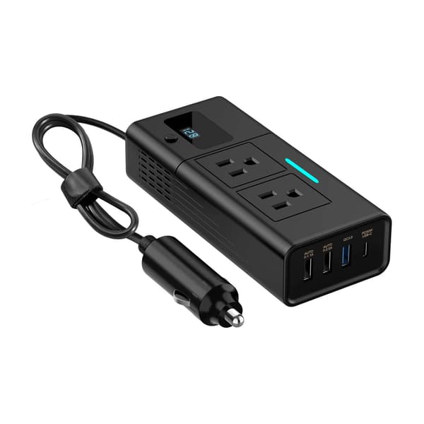 200W bilstrømomformer 12V til 110V med amerikansk plugg, PD, QC3.0, USB Silver Gray 110V US Plug