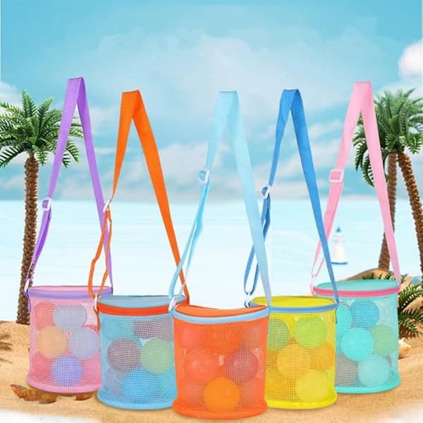 Stor nettingpose for strandleker til barn Navy Blue 15x17cm Beach Bucket