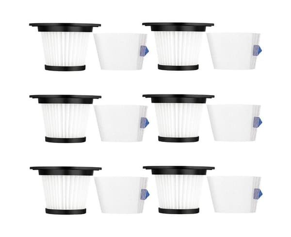 6-pack utbytes Hepa-filter kompatibelt för Moosoo K17 sladdlös dammsugare